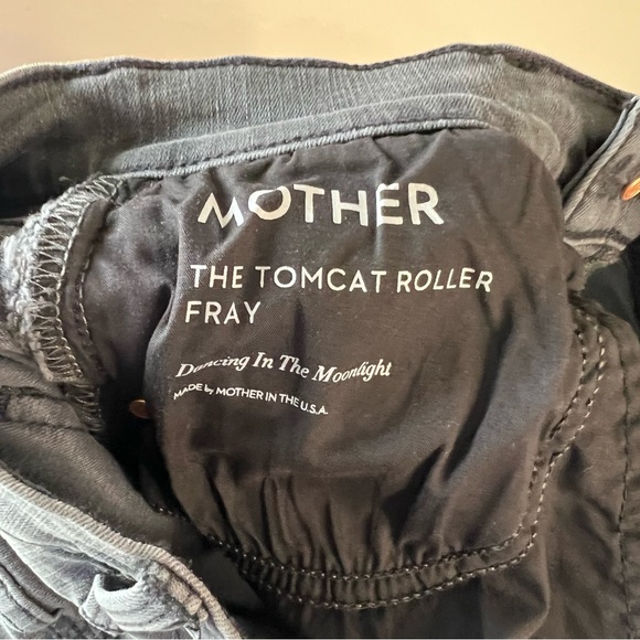 MOTHER Black Jeans The Tomcat Roller Fray Women's Size 25 Dark Flare Wide Leg - Picture 8 of 10